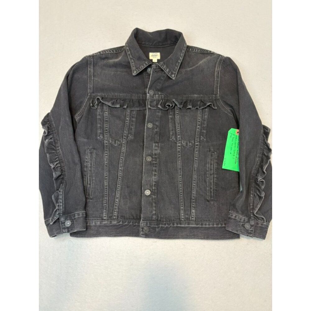 Citizens of Humanity Ruffled Denim Jacket Womens Small Sample Vintage Black Wash